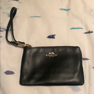 Coach black leather wristlet